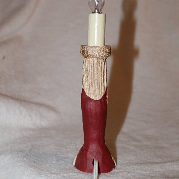 Vintage Christmas Santa lamp rustic wood resin 1992 Made USA Wood World Holiday - Picture 2 of 9